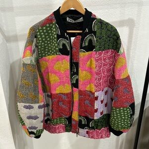 Zara Multicolor Patchwork Bomber Jacket | L